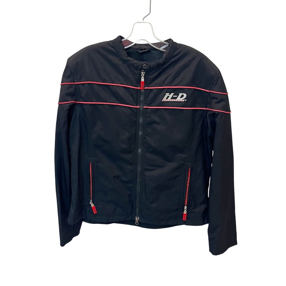 Harley-Davidson Womens Black Red Nylon Mesh Riding Motorcycle Jacket Large